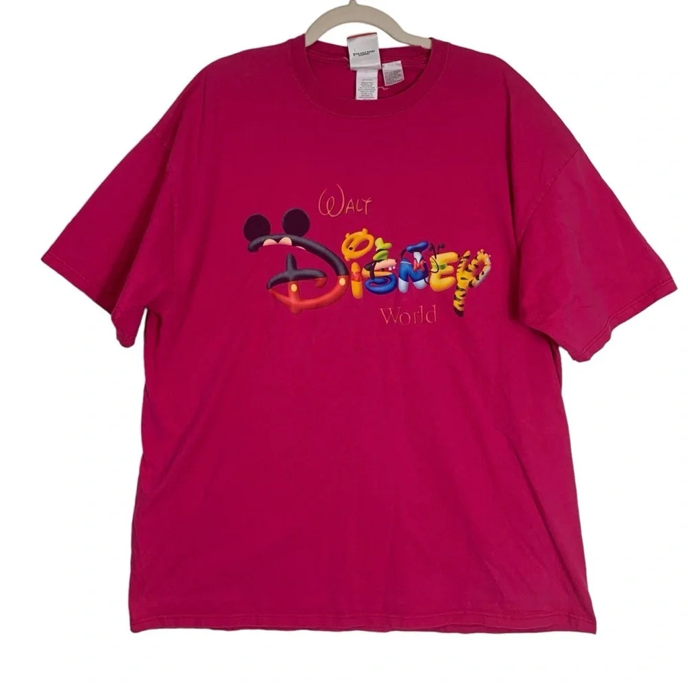 Vintage Walt Disney World Mickey Inc. T-Shirt Adult Size XLarge  Hot Pink Cotton